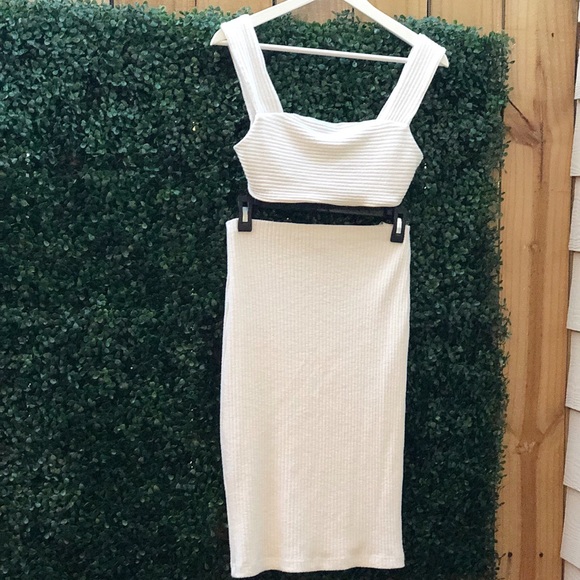 ribbed midi skirt two piece set